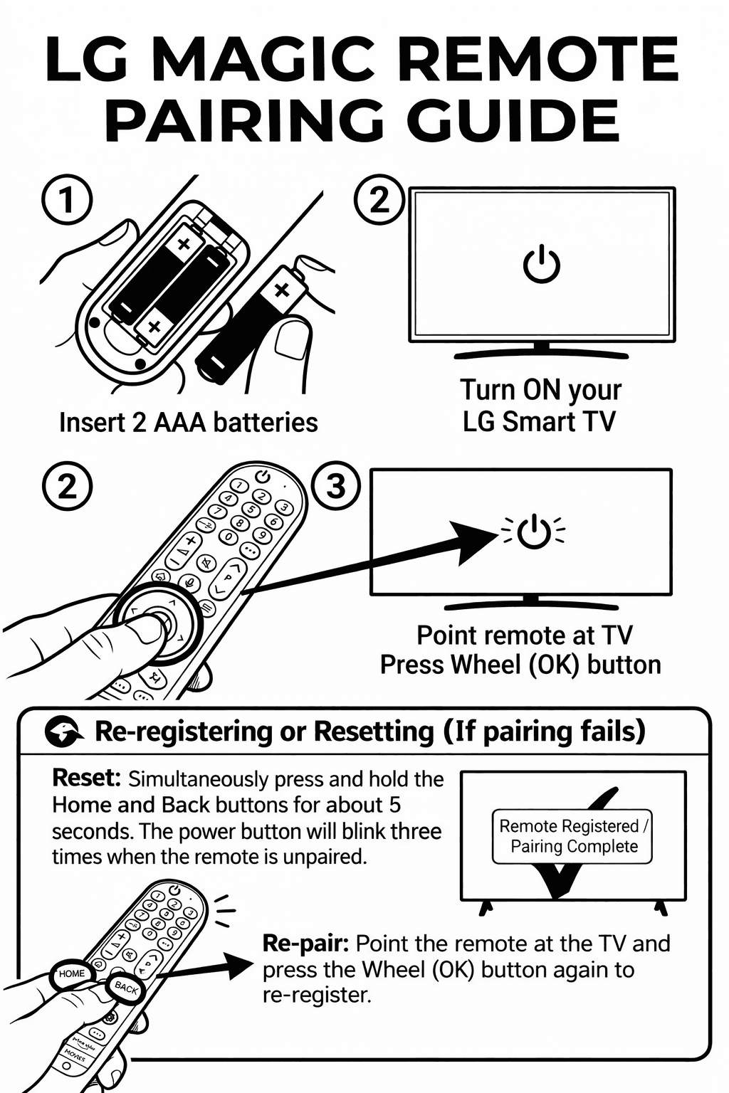 LG Magic Remote Pairing Guide Wheel OK Diagram