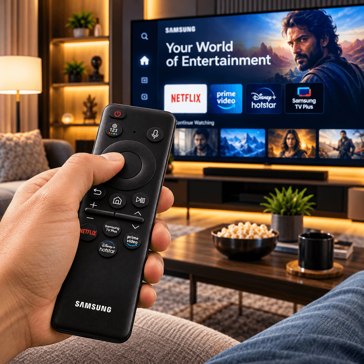 Book My Remote – Bluetooth Voice Smart Remote for Samsung Smart TV (BN59-01432A / TM2360E Layout) | Compatible with Crystal UHD, Neo QLED, OLED, The Frame (2022–2025) | Dedicated Hotkeys for Netflix, Prime Video, Disney+ Hotstar & Samsung TV Plus angle 6