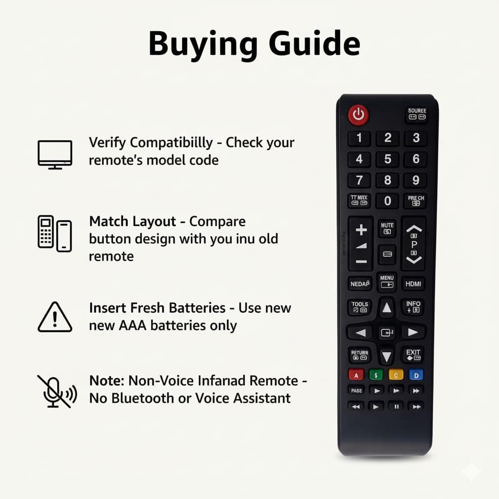 Book My Remote Universal Replacement Remote Compatible with Samsung TVs | Works with LCD LED OLED QLED UHD Plasma Smart Hub | Infrared Remote Control AA59 BN59 Series | Plug & Play, 10m Range angle 4