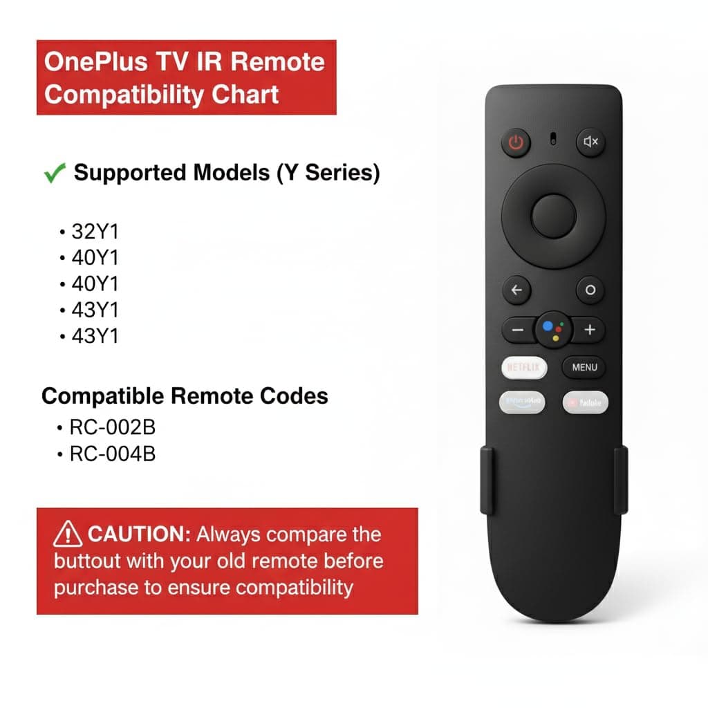 Book My Remote OnePlus TV Replacement Remote IR Non-Voice Remote Control with Netflix, YouTube Hotkeys | Plug & Play | Compatible with OnePlus Y Series 32Y1 / 40Y1 / 43Y1 | Includes Wall Mount angle 4