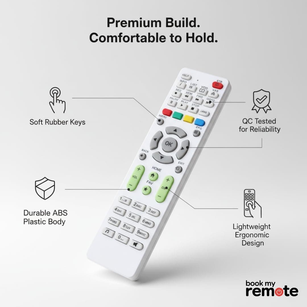 Book My Remote – Replacement Remote Control for NXT Digital Set Top Box (White) | Compatible with NXT SD/HD/HD+ Models | Long Range Infrared | Rugged ABS Body | Plug & Play Setup - 1 PC angle 7