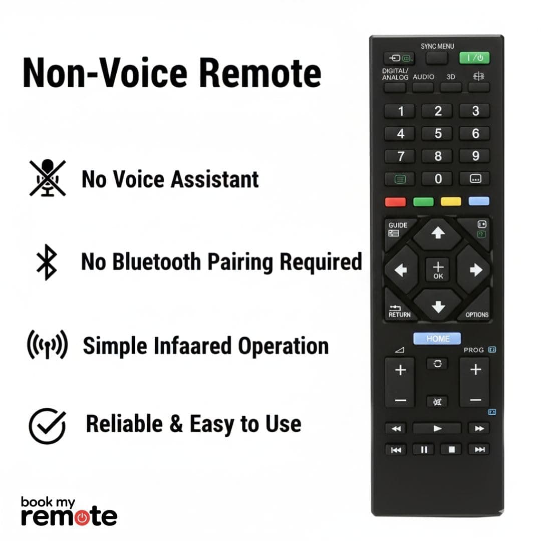 Book My Remote Universal IR Controller Compatible with Sony Bravia LED, LCD, UHD, OLED, QLED, 4K Android TVs | Supports RMT-TX & RMF Series | Non-Voice (1 PC) angle 7