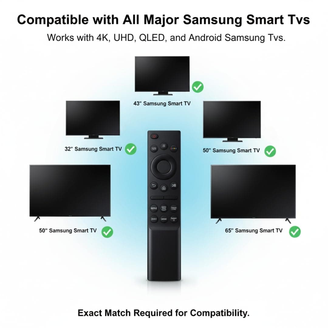 BMR – Compatible Samsung Smart TV Controller BN59 – Works with Samsung 4K UHD QLED Frame Series 6 7 8 – Infrared Control with Netflix & Prime Video Hotkeys – No Voice Assistant | Book My Remote angle 6