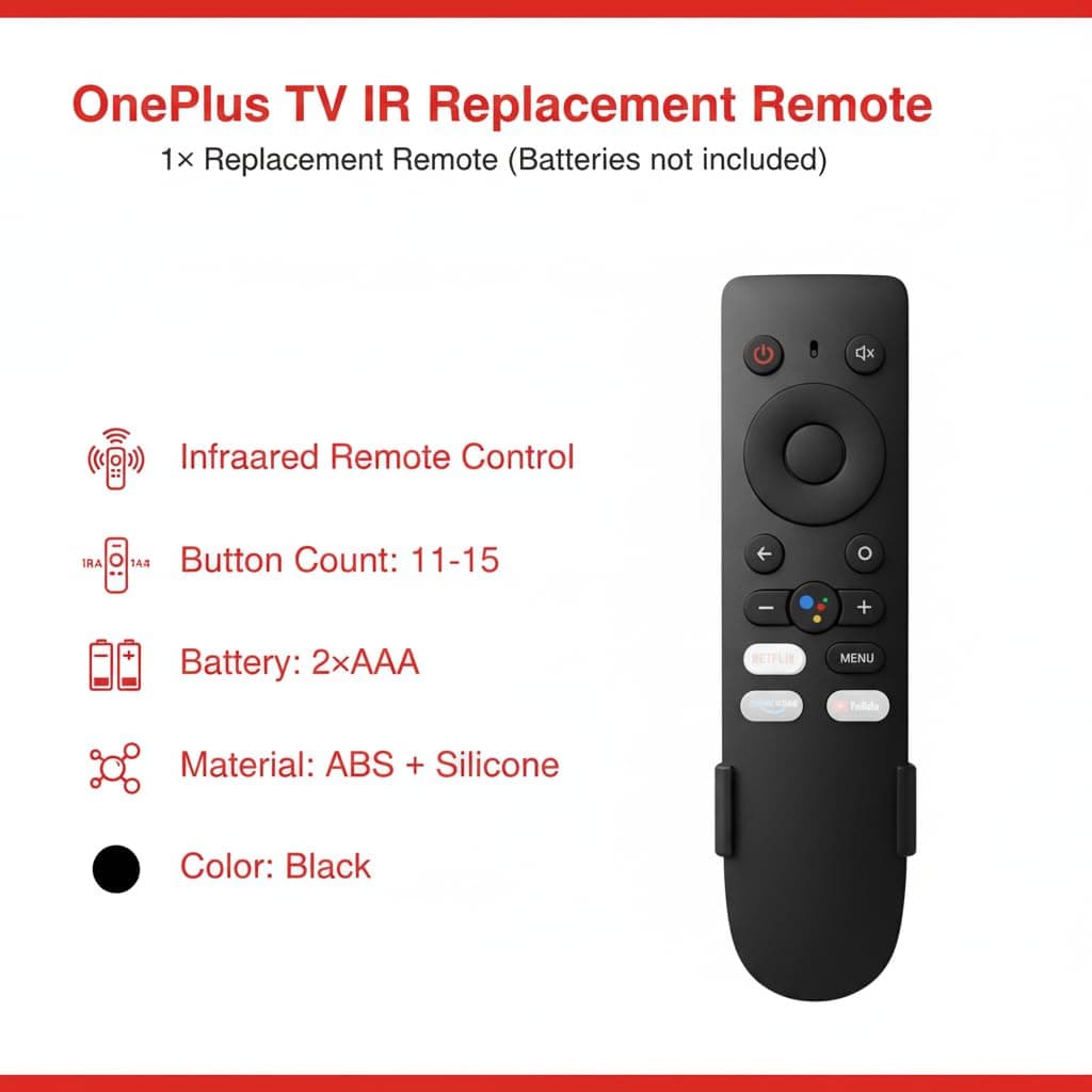 Book My Remote OnePlus TV Replacement Remote IR Non-Voice Remote Control with Netflix, YouTube Hotkeys | Plug & Play | Compatible with OnePlus Y Series 32Y1 / 40Y1 / 43Y1 | Includes Wall Mount angle 8