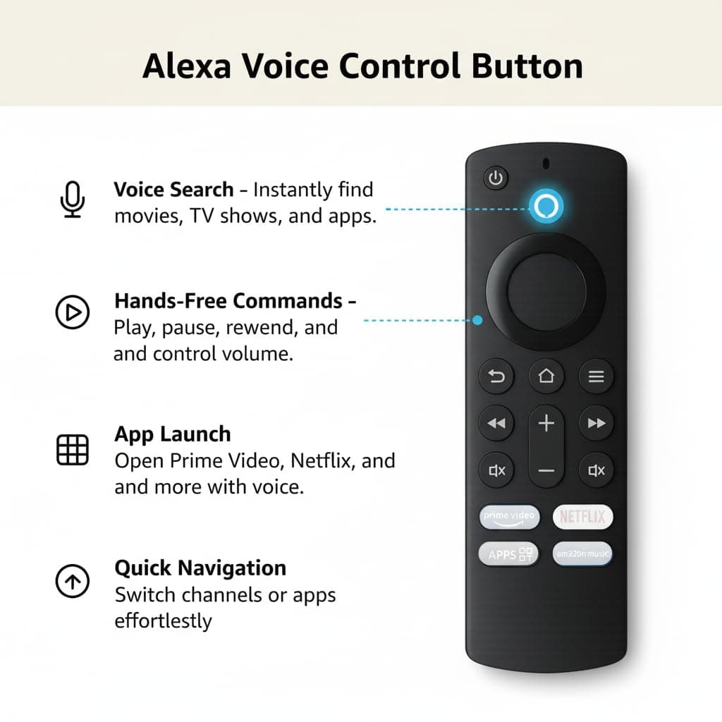 Book My Remote Replacement Voice Remote | Alexa Bluetooth Remote with Hotkeys | Compatible with Stick (2nd/3rd Gen, Lite, 4K, 4K Max) & Cube (1st & 3rd Gen) angle 6