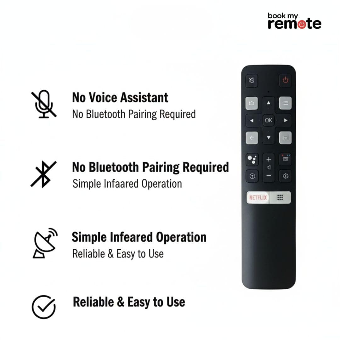 Book My Remote Compatible Remote Control for TCL & iFFALCON Smart Android TV RC802V Model | Replacement for TCL 4K UHD FHD QLED LED TVs | No Voice Command | Infrared Remote Control | Plug & Play angle 5