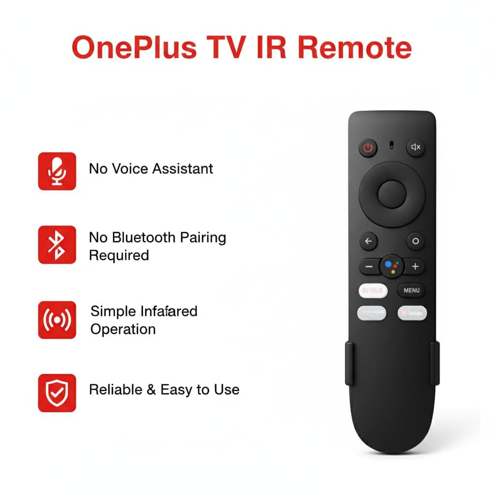 Book My Remote OnePlus TV Replacement Remote IR Non-Voice Remote Control with Netflix, YouTube Hotkeys | Plug & Play | Compatible with OnePlus Y Series 32Y1 / 40Y1 / 43Y1 | Includes Wall Mount angle 6
