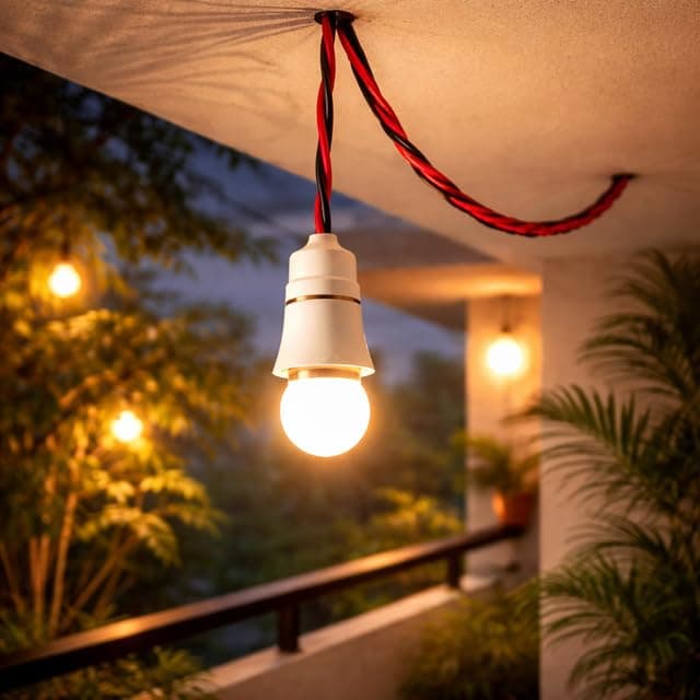 Bulb Holder with Wire and Plug Socket | B22 Bayonet Lamp Holder with Extension Cable | 2-Pin Plug | 220V–240V | Suitable for LED, CFL Bulbs | for Home, Festivals and Temporary Lighting angle 8