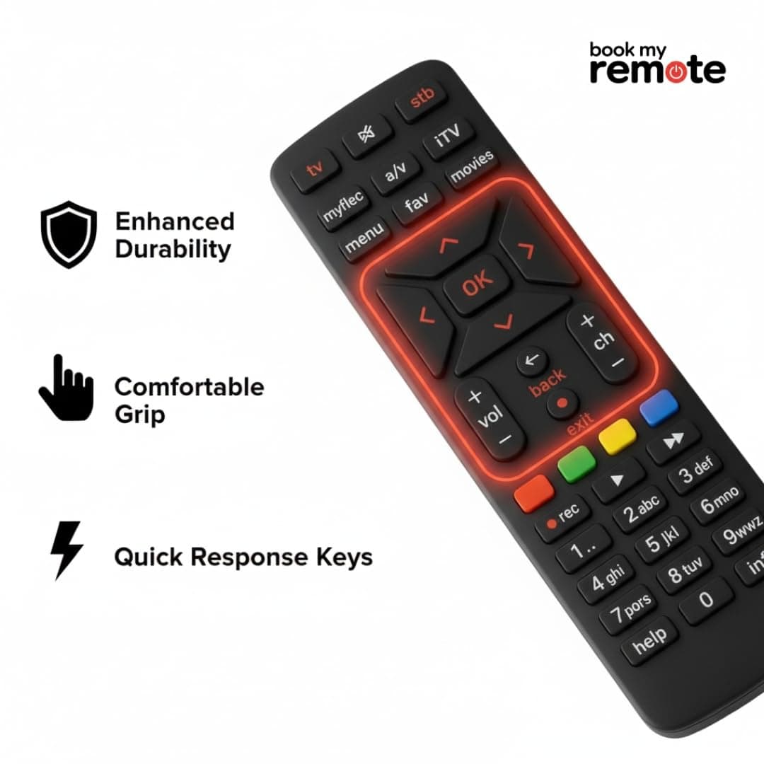 Book My Remote Compatible Airtel DTH Remote Replacement for Airtel Digital TV HD, SD & Recording Set Top Box Plug & Play Infrared Remote Controller - 1PC angle 7
