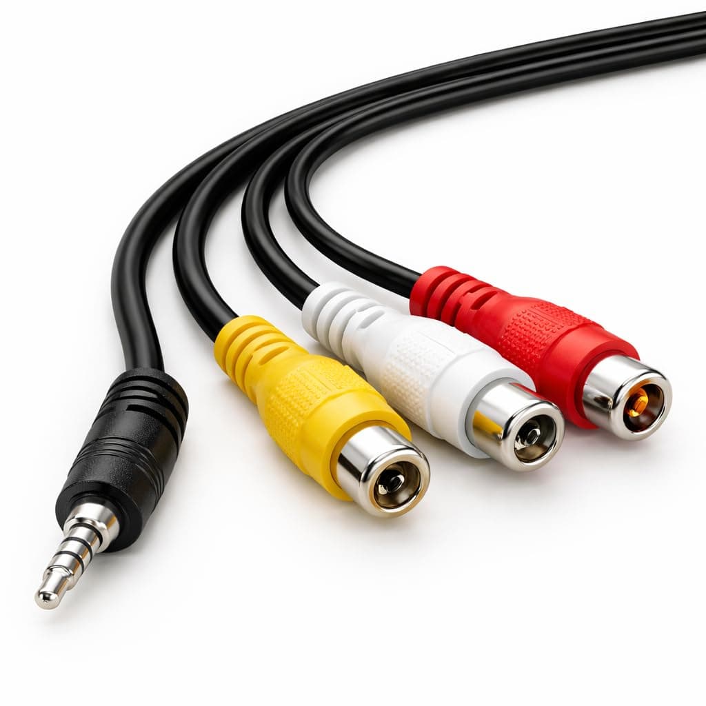 Book My Remote 3.5mm Male Plug to 3 RCA Female Adapter Cable | AV to 3 RCA Composite Video + Stereo Audio | for LED TV Set Top Box DTH DVD Camcorder angle 9