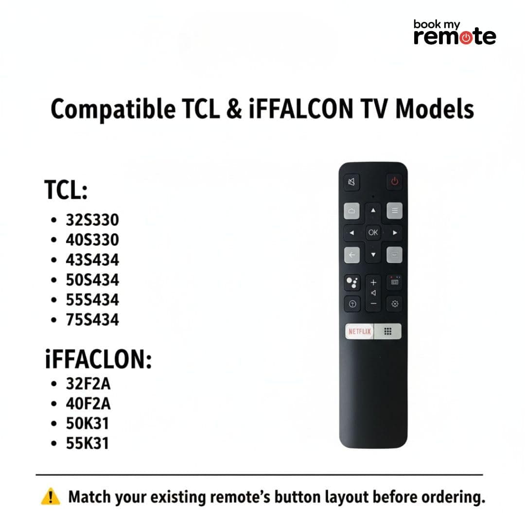 Book My Remote Compatible Remote Control for TCL & iFFALCON Smart Android TV RC802V Model | Replacement for TCL 4K UHD FHD QLED LED TVs | No Voice Command | Infrared Remote Control | Plug & Play angle 9