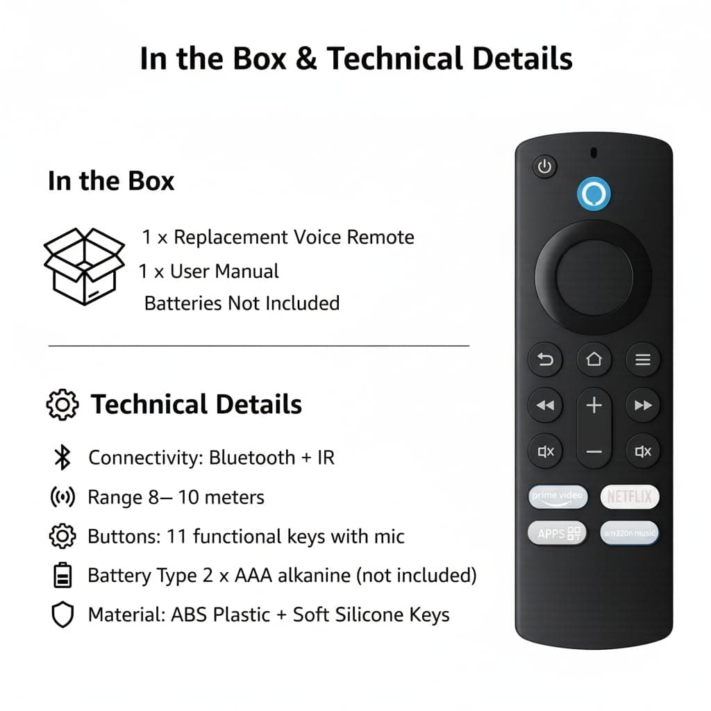 Book My Remote Replacement Voice Remote | Alexa Bluetooth Remote with Hotkeys | Compatible with Stick (2nd/3rd Gen, Lite, 4K, 4K Max) & Cube (1st & 3rd Gen) angle 3