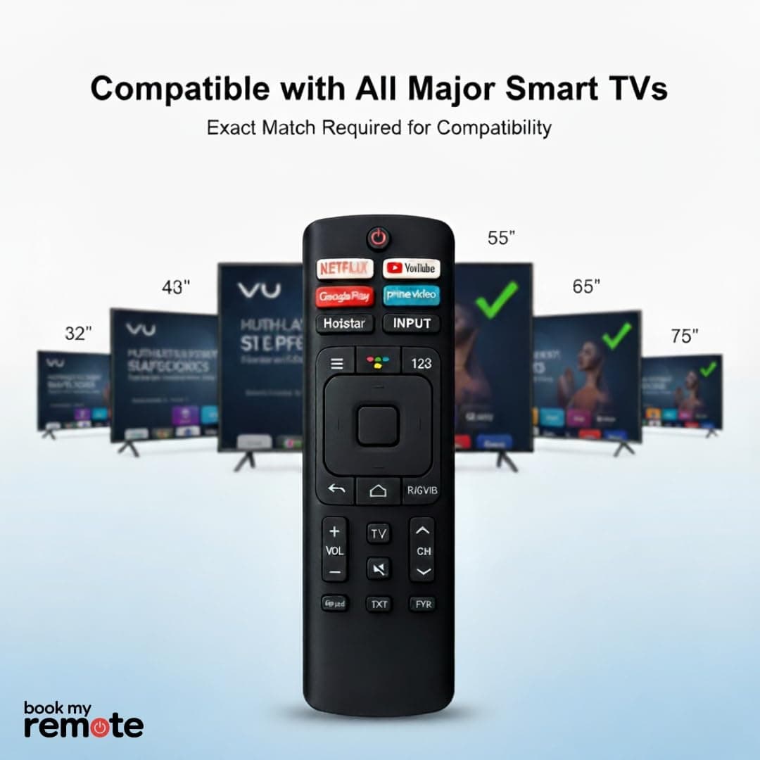Book My Remote Compatible with Hisense & VU Smart LED TVs | ERF3R69H ERF Series Replacement Remote | Non-Voice IR Remote with Netflix YouTube Prime Video Google Play Hotstar Keys | 4K Android TV angle 7
