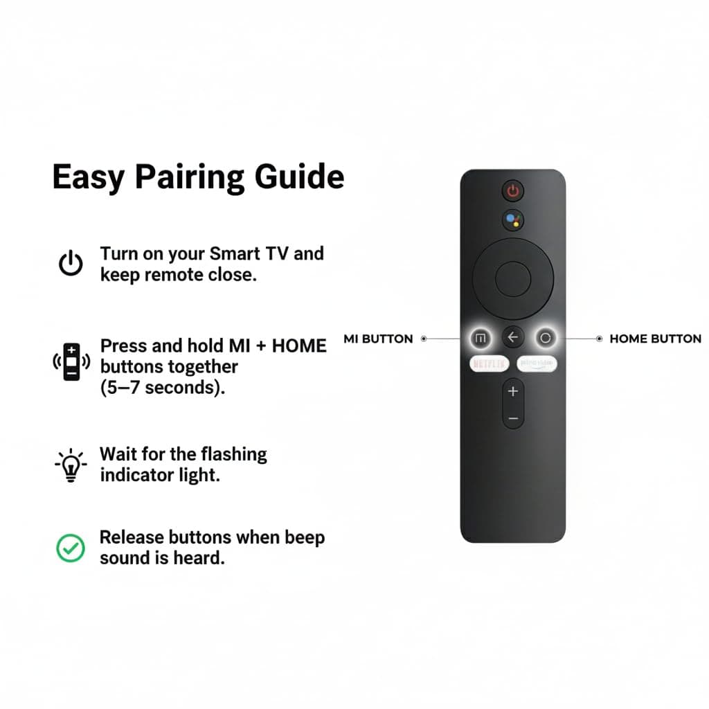 Book My Remote Bluetooth Voice Replacement Remote with Hotkeys | Compatible with Mi Stick, Mi Box, Mi TV 4A/4X/4C, Redmi Smart TV | Easy Pairing angle 5
