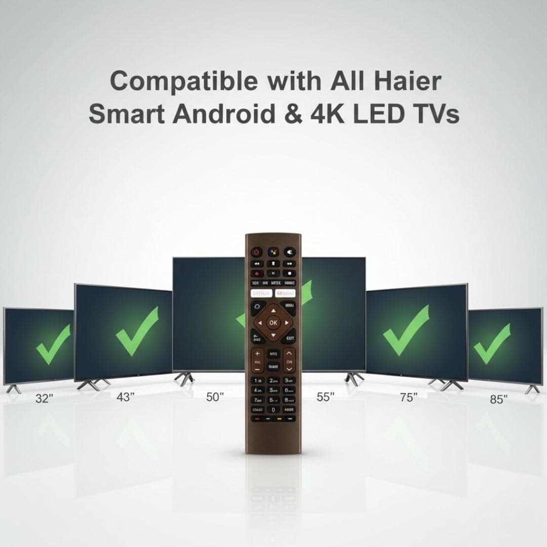 Book My Remote – Compatible Replacement Remote for Haier Smart Android 11 & 4K LED TVs | Model HTR-U27E Non-Voice | Infrared Control, Netflix & YouTube Hotkeys | No Pairing Required angle 7