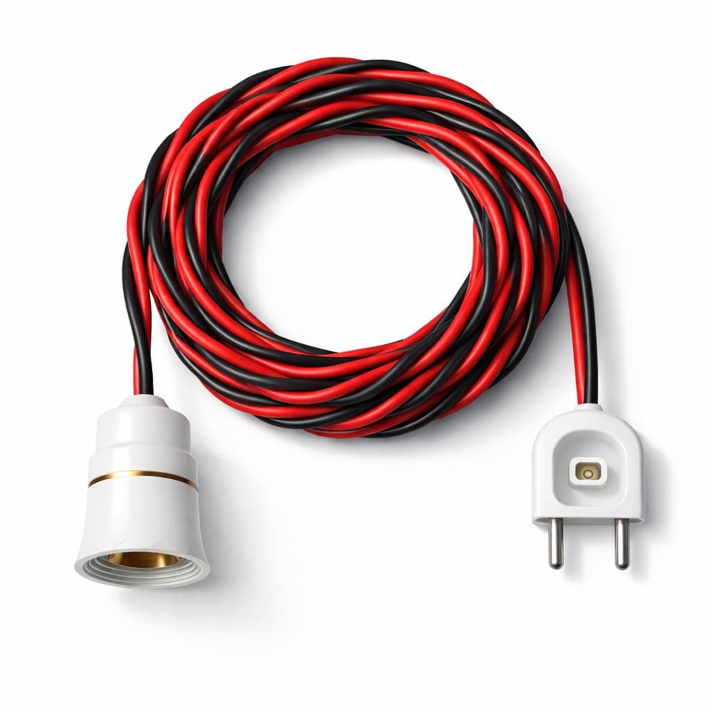 Bulb Holder with Wire and Plug Socket | B22 Bayonet Lamp Holder with Extension Cable | 2-Pin Plug | 220V–240V | Suitable for LED, CFL Bulbs | for Home, Festivals and Temporary Lighting (15 Meter)