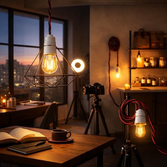 Bulb Holder with Wire and Plug Socket | B22 Bayonet Lamp Holder with Extension Cable | 2-Pin Plug | 220V–240V | Suitable for LED, CFL Bulbs | for Home, Festivals and Temporary Lighting angle 5