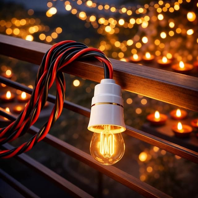 Bulb Holder with Wire and Plug Socket | B22 Bayonet Lamp Holder with Extension Cable | 2-Pin Plug | 220V–240V | Suitable for LED, CFL Bulbs | for Home, Festivals and Temporary Lighting angle 2