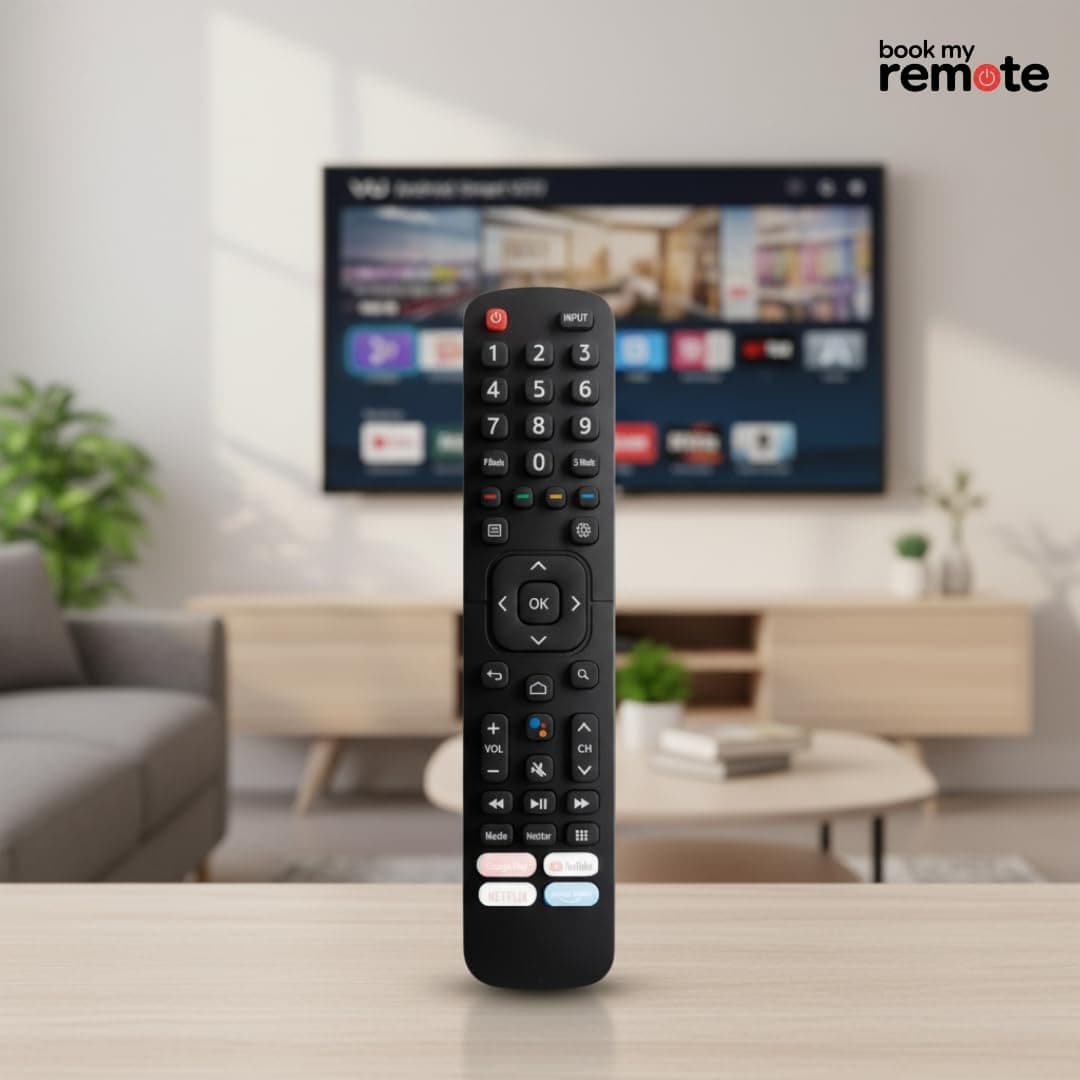 Book My Remote Replacement Remote Control for VU Smart TV EN2BX27V / EN2BY27V Models Compatible with VU 32US, 43US, 40US, 50GA, 65US, Android 4K & Full HD LED TVs Infrared Non-Voice Remote angle 8
