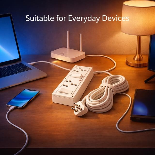Power Extension Board 2 Socket 2 Switch | 6 Amp 250V Power Plug Extension with Indicator | Electrical Switch Box | Heavy Duty PVC Cable | Switchboard for Home & Office Use angle 7
