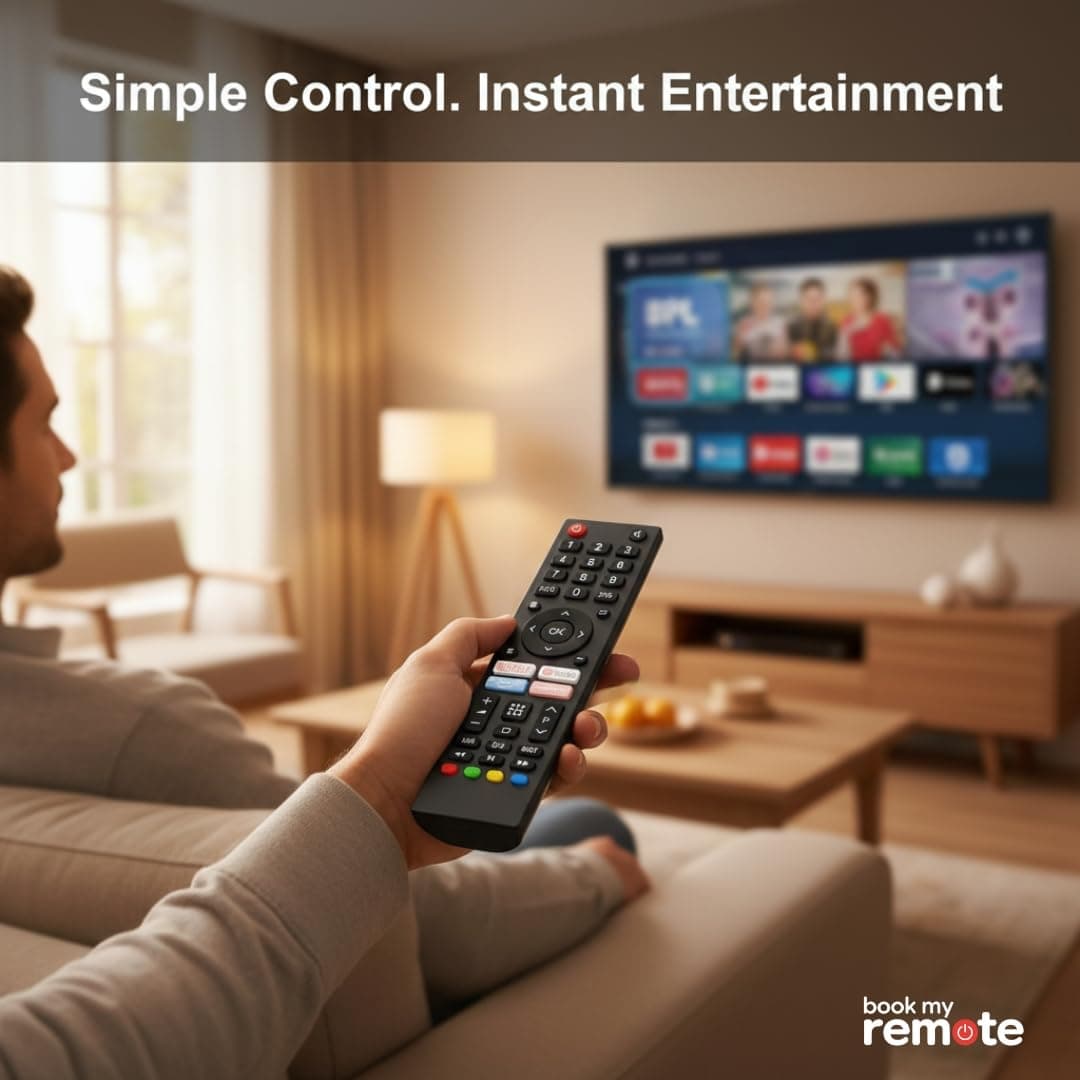 Book My Remote – Compatible BPL Smart TV Remote (No Voice) | Replacement for BPL Android/LED/4K UHD TVs 32″–55″ | OTT Hotkeys Netflix YouTube Prime Video Google Play | Plug & Play (No Setup Needed) angle 9