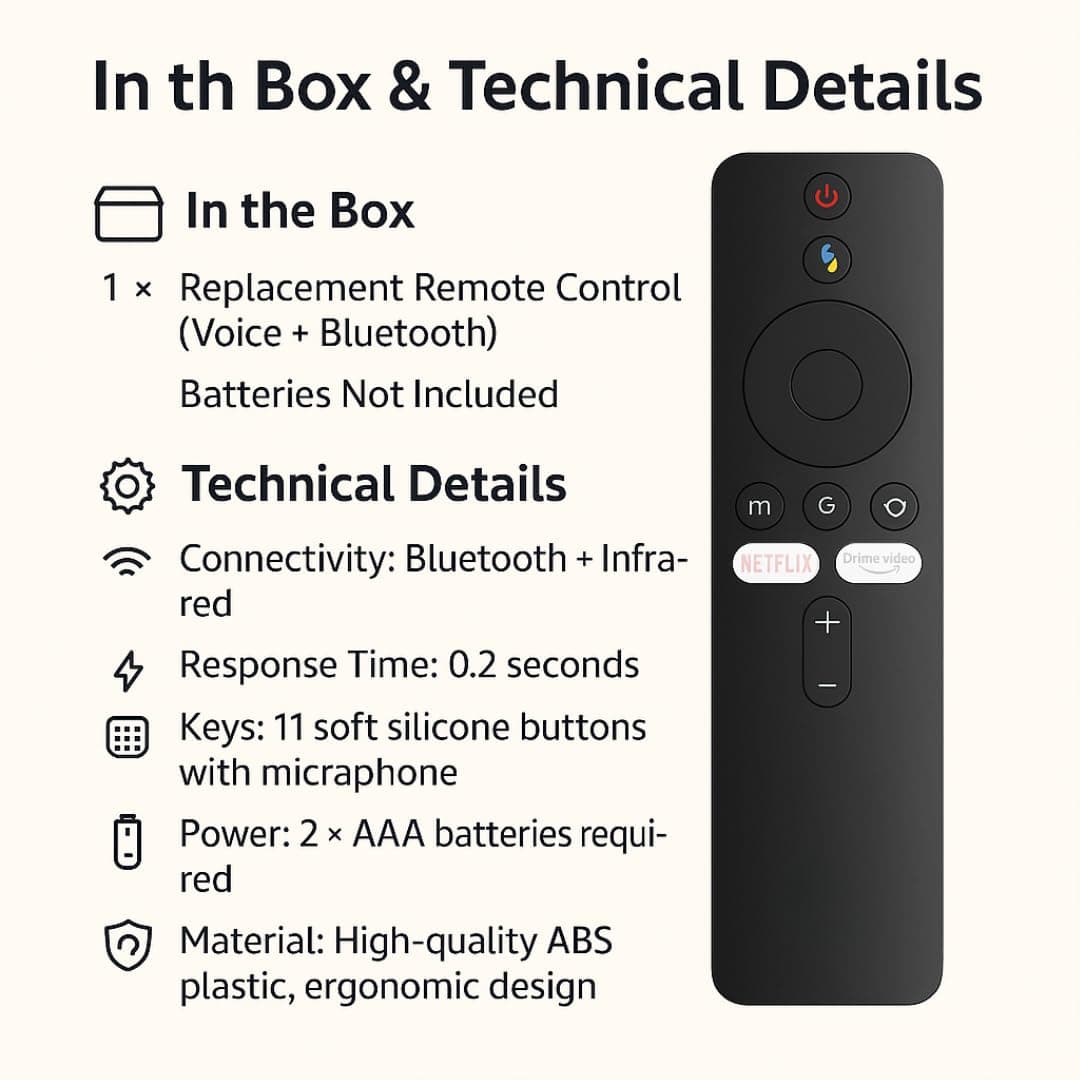 Book My Remote Bluetooth Voice Replacement Remote with Hotkeys | Compatible with Mi Stick, Mi Box, Mi TV 4A/4X/4C, Redmi Smart TV | Easy Pairing angle 8
