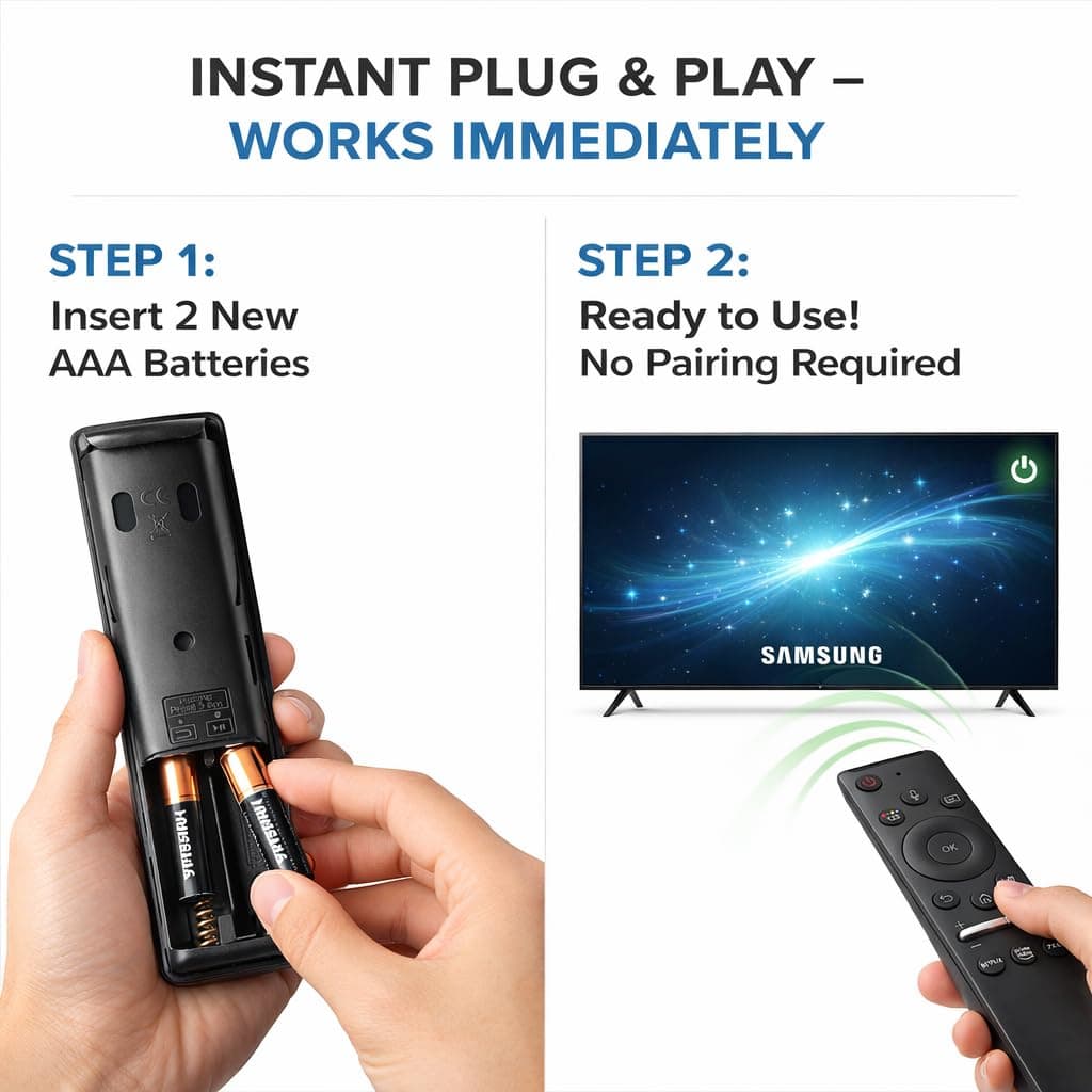 BookMyRemote TV Remote Control Compatible with Samsung Smart TV | Replacement for Original BN59 Remote | Works with Series 6 7 8 9 LED LCD QLED 4K TVs | Non-Voice IR Model angle 2