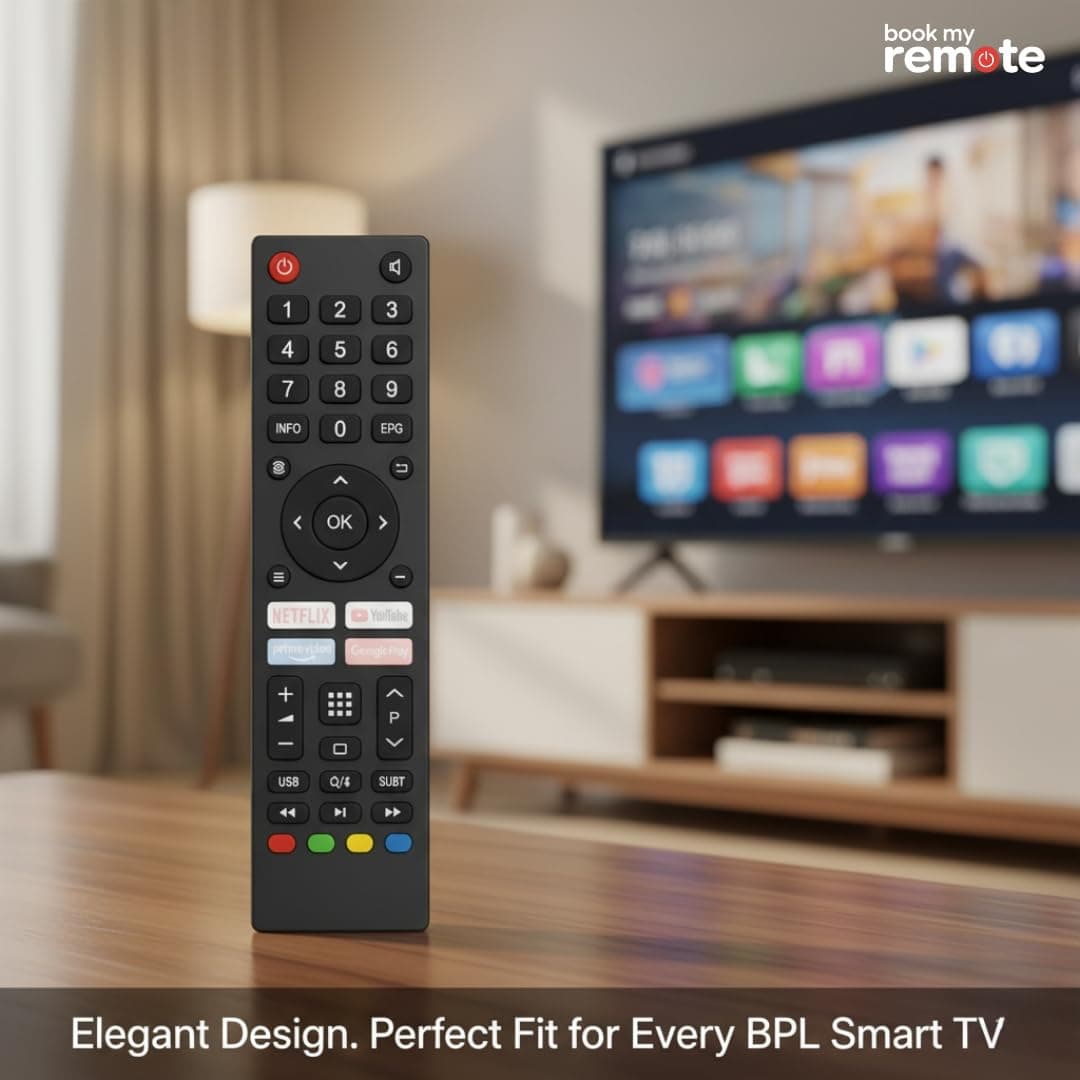 Book My Remote – Compatible BPL Smart TV Remote (No Voice) | Replacement for BPL Android/LED/4K UHD TVs 32″–55″ | OTT Hotkeys Netflix YouTube Prime Video Google Play | Plug & Play (No Setup Needed) angle 8