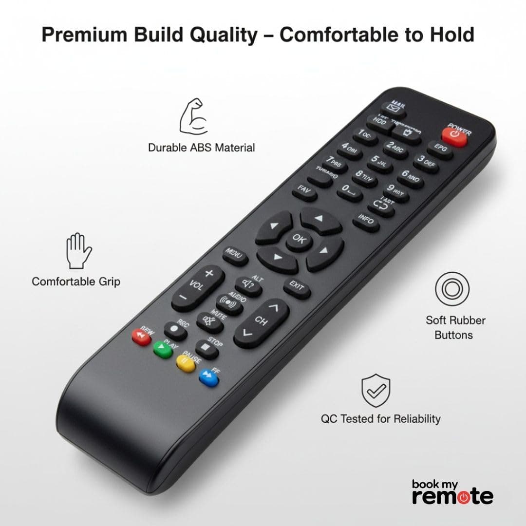 Book My Remote – Universal Replacement Remote Control for Sun Direct HD & SD Set-Top Boxes | Compatible with All Sun Direct DTH Models | Fast Infrared Response | Durable ABS Build | Plug & Play Use angle 4
