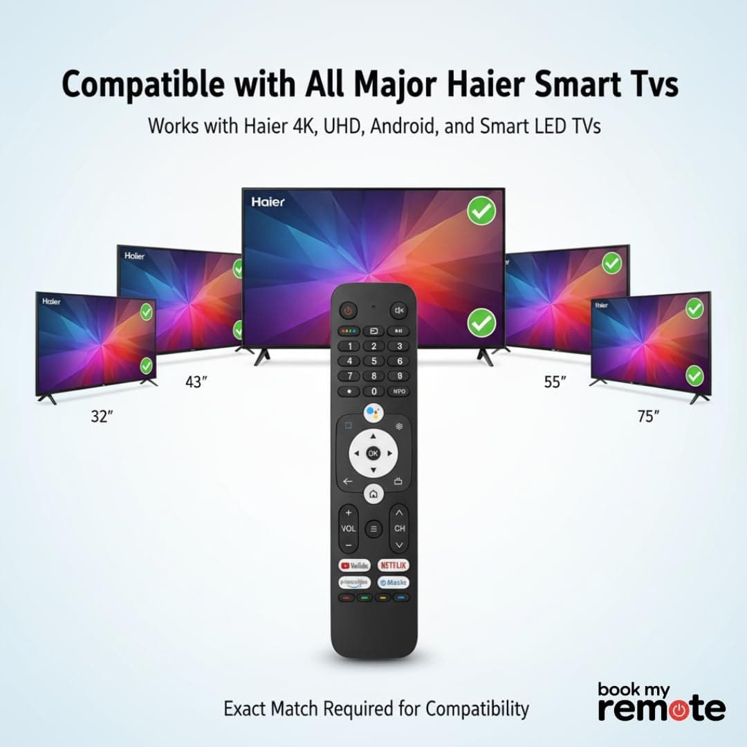 Book My Remote Replacement for Haier Smart TV Remote HTR-U31 – Compatible with Haier Android/LED/UHD / 4K TVs – IR Remote Control, No Setup Needed (No Voice/Google Assistant) angle 7