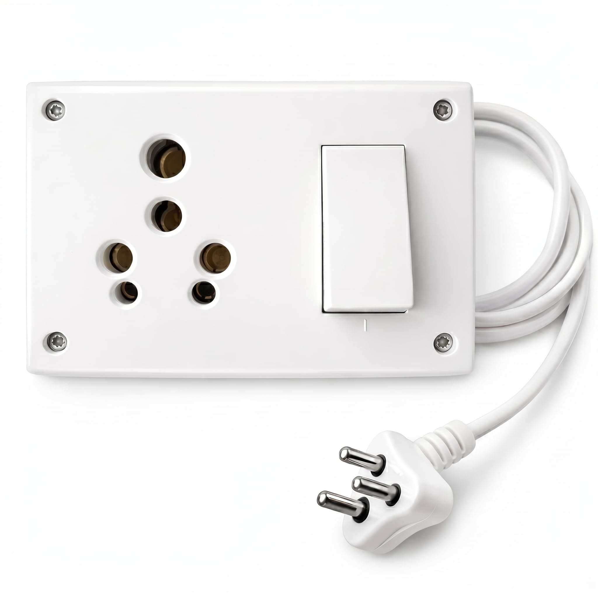 16 Amp Extension Board with 6/16A Universal Socket | Single Socket Power Extension Cord with Switch | Heavy Duty 6A Input Cable | Multi Plug Socket 230V 1200W | Electric Board for Home Office Desktop
