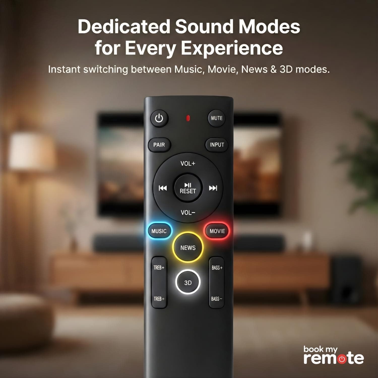 Book My Remote Compatible for Boat Aavante Bar Soundbar | Works with 1250, 1550 Pro, 2000, 2000 Pro,1700D, 5.1 Channel | Replacement for Original Remote Control (Black) angle 7