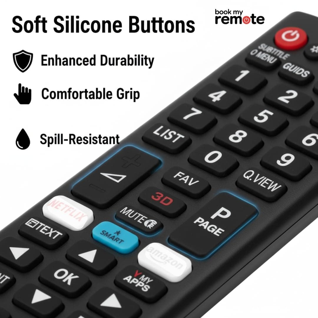 Book My Remote Universal Remote Control Compatible with LG Smart TVs LED, OLED, LCD, UHD, Plasma, 4K Android Models | Replacement for AKB75095304, AKB75095306 and More | Non-Voice Infrared Remote angle 6