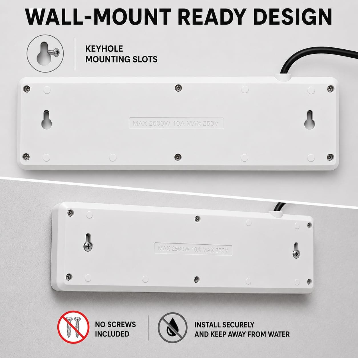 Book My Remote 4 Socket 4 Switch Extension Board with Individual Switches | Heavy Duty Spike Guard | 2500W 10A | 4.3m Long Cable | Wall Mountable Power Strip for Home & Office (White/Black) angle 9