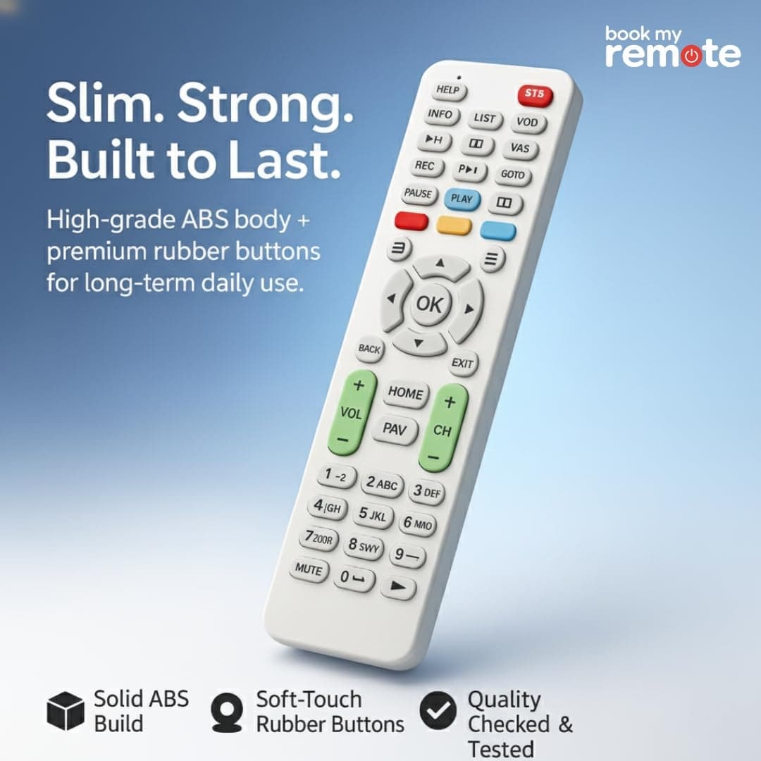 Book My Remote – Replacement Remote Control for NXT Digital Set Top Box (White) | Compatible with NXT SD/HD/HD+ Models | Long Range Infrared | Rugged ABS Body | Plug & Play Setup - 1 PC angle 4