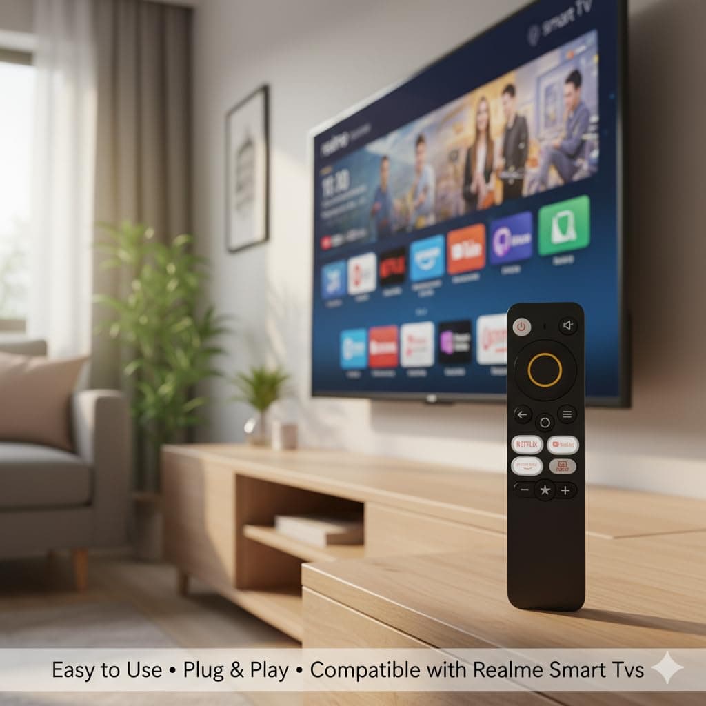 Book My Remote Realme TV Controller | Non-Voice Infrared Replacement Compatible with Realme Smart LED & Android TVs | Original Design with Netflix, Prime Video & YouTube Hotkeys angle 7