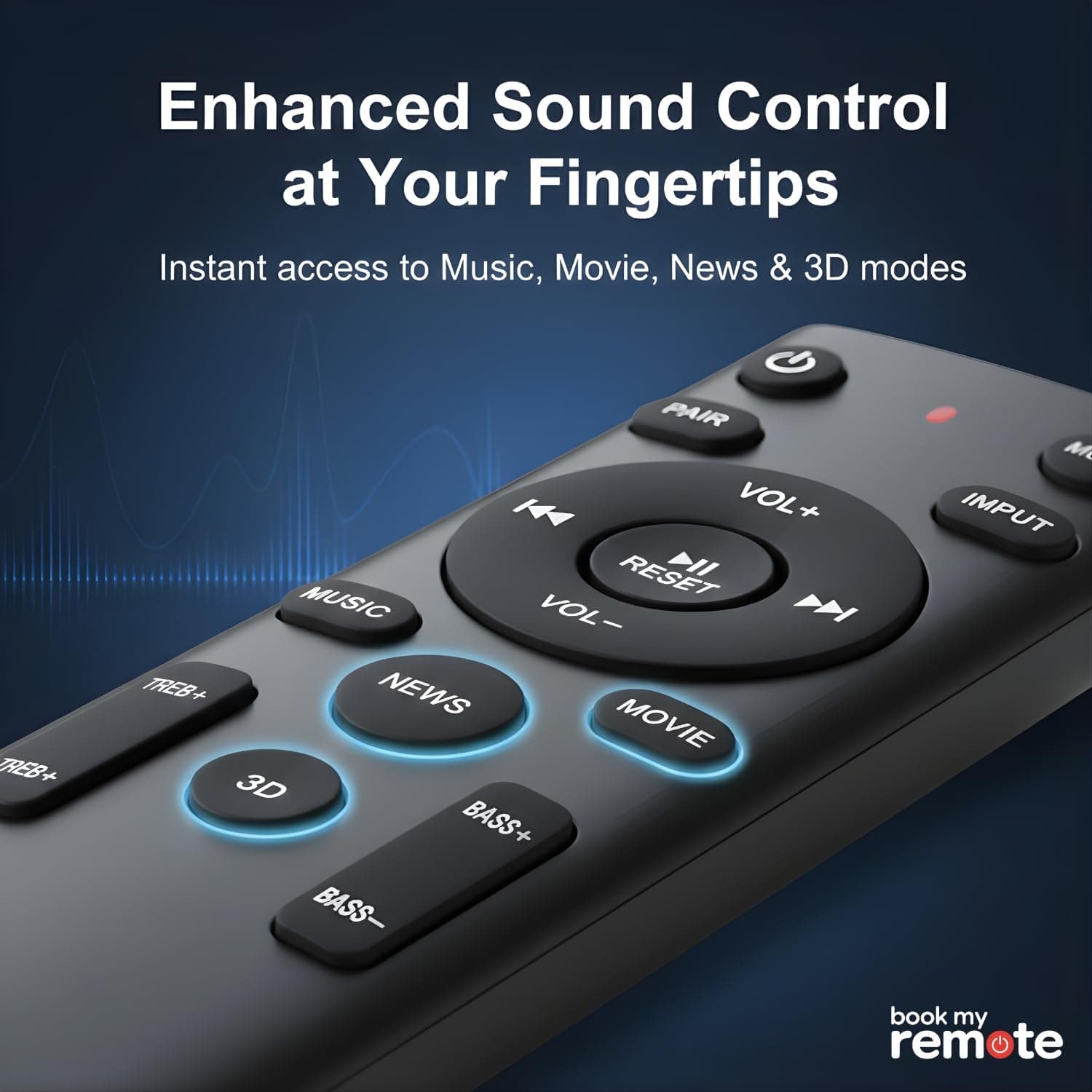 Book My Remote Compatible for Boat Aavante Bar Soundbar | Works with 1250, 1550 Pro, 2000, 2000 Pro,1700D, 5.1 Channel | Replacement for Original Remote Control (Black) angle 3