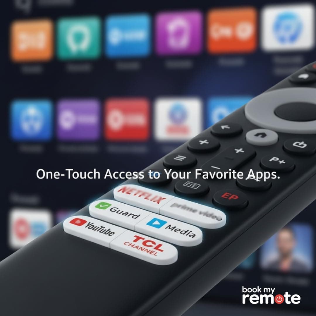 Book My Remote Replacement for TCL Smart TV RC813 / RC902V / RC902V FMR4 / M4 – Compatible with Android, Google, QLED | No Voice | Plug & Play | Supports 32–85 Inch TCL TVs angle 3