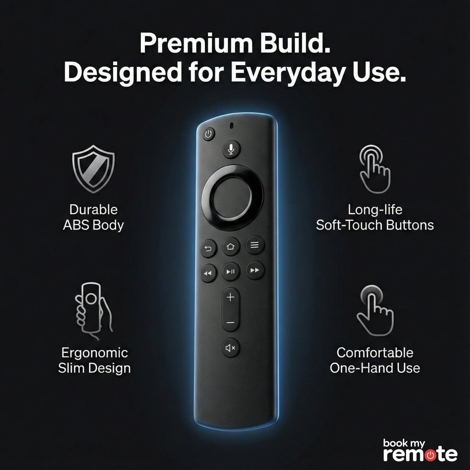 BookMyRemote Voice Remote Control Replacement (Model L5B83H) for Stick 4K, Lite, Cube & 3rd Gen Streaming Players | Wireless Controller with Power, Volume & Mute Buttons (Batteries Not Included) angle 5