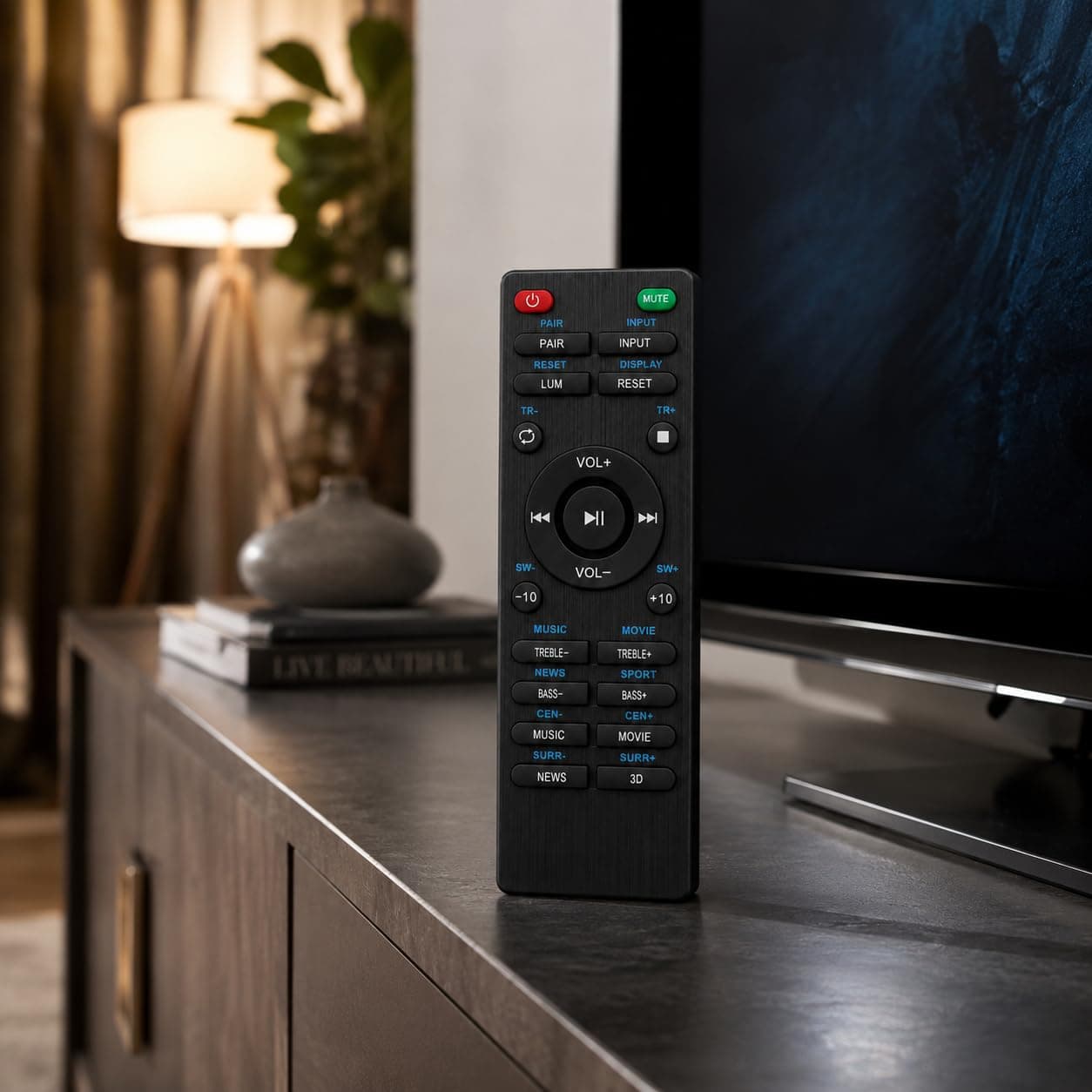 BookMyRemote Replacement Remote Control Compatible with Boat Aavante Soundbars & Audio Systems | IR Wireless Soundbar Remote with Bass, Treble, EQ & 3D Sound Control (Batteries Not Included) angle 8
