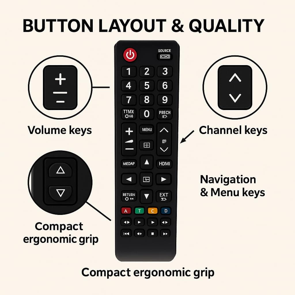 Book My Remote Universal Replacement Remote Compatible with Samsung TVs | Works with LCD LED OLED QLED UHD Plasma Smart Hub | Infrared Remote Control AA59 BN59 Series | Plug & Play, 10m Range angle 5