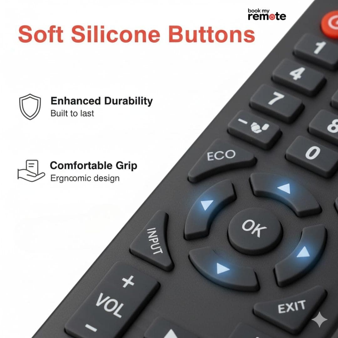 Book My Remote Replacement Remote Control Compatible with Kodak Smart, LED, LCD, FHD & 4K TVs | Plug & Play Non-Voice Infrared Remote | Soft Silicone Buttons, 10m Range | No Setup Required angle 5