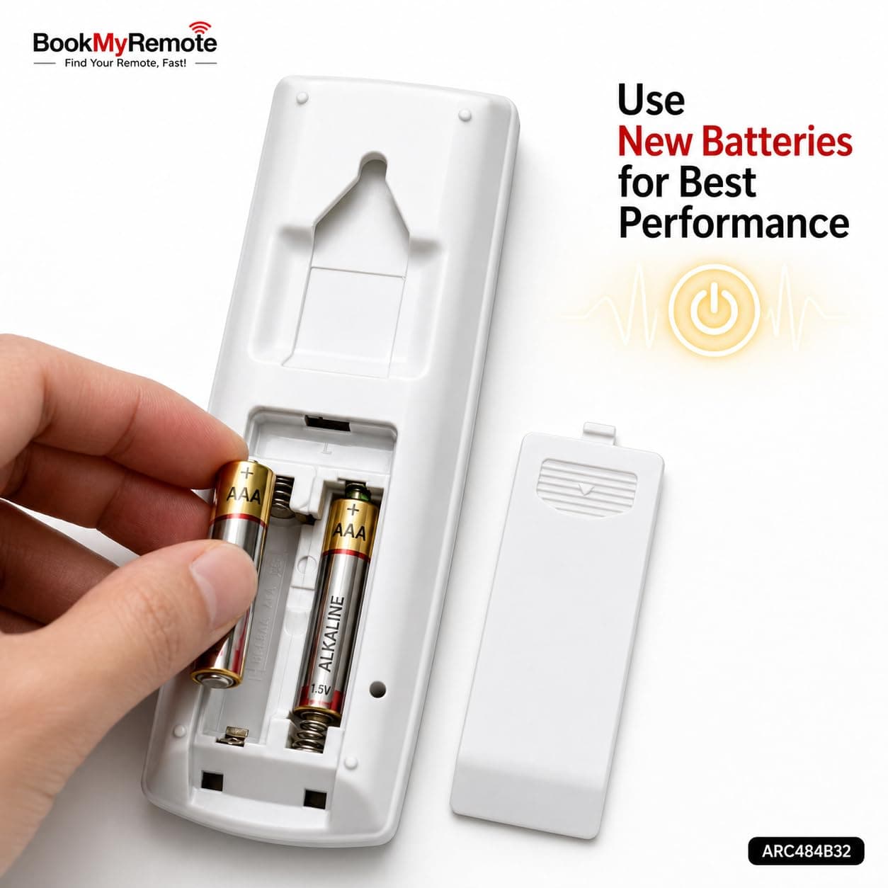 BookMyRemote AC Remote Control Compatible with Daikin Inverter Split & Window Air Conditioners (1 Ton, 1.5 Ton, 2 Ton) | Fits Model ARC484B32 / AC-132L / 132L | Dew Clean & Power Chill | Plug & Play angle 4