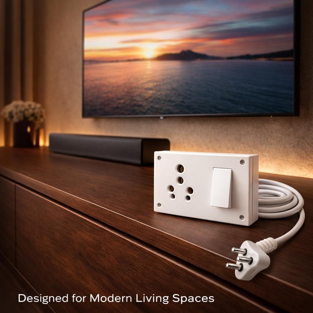 16 Amp Extension Board with 6/16A Universal Socket | Single Socket Power Extension Cord with Switch | Heavy Duty 6A Input Cable | Multi Plug Socket 230V 1200W | Electric Board for Home Office Desktop angle 6