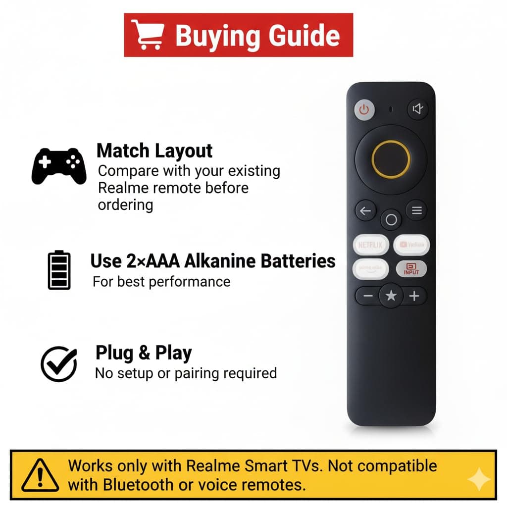 Book My Remote Realme TV Controller | Non-Voice Infrared Replacement Compatible with Realme Smart LED & Android TVs | Original Design with Netflix, Prime Video & YouTube Hotkeys angle 5