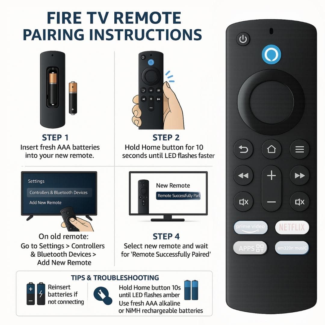 Book My Remote Replacement Voice Remote | Alexa Bluetooth Remote with Hotkeys | Compatible with Stick (2nd/3rd Gen, Lite, 4K, 4K Max) & Cube (1st & 3rd Gen) angle 4