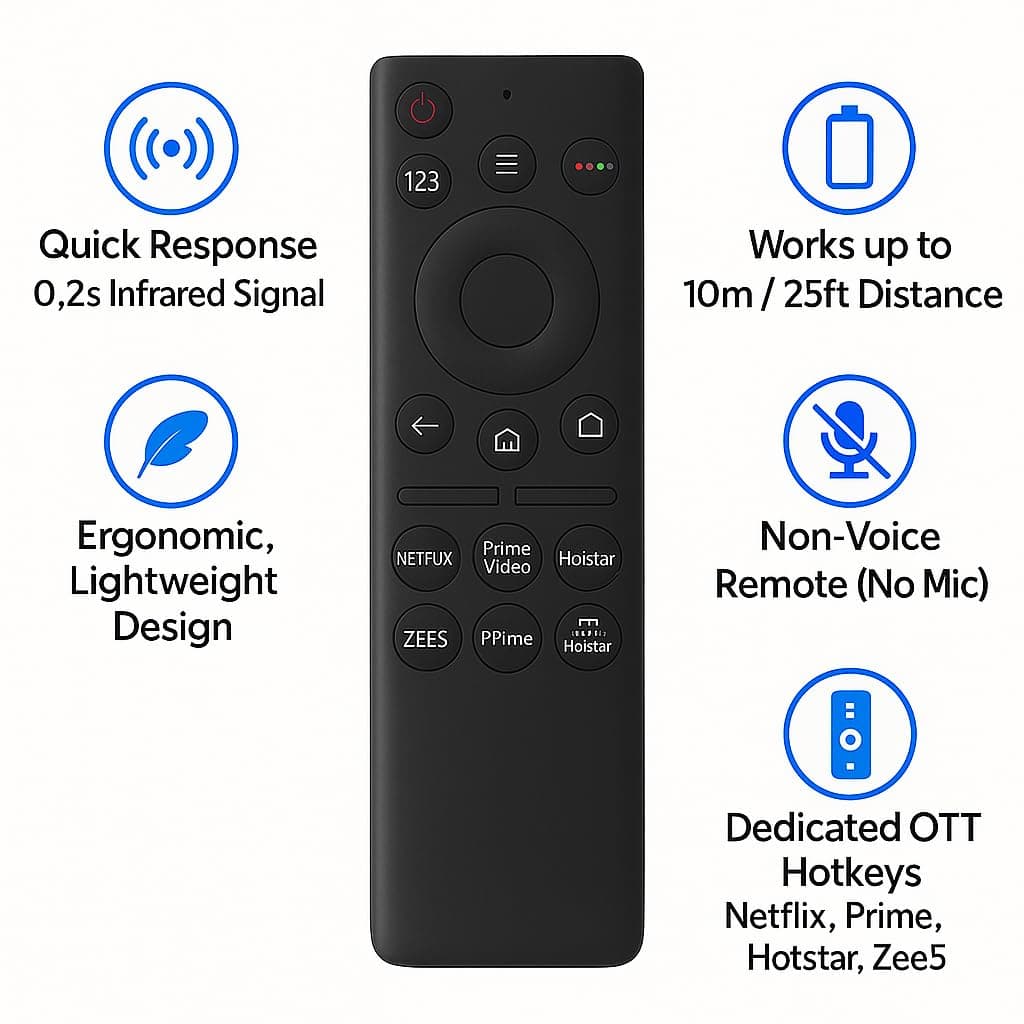 Book My Remote Replacement for Samsung Smart TV BN59 Works with 4K UHD, QLED, LED, Frame, Series 6/7/8 Pre-Programmed Plug & Play Remote Hotkeys for Netflix, Prime, Disney+ No Voice 1 PC angle 2