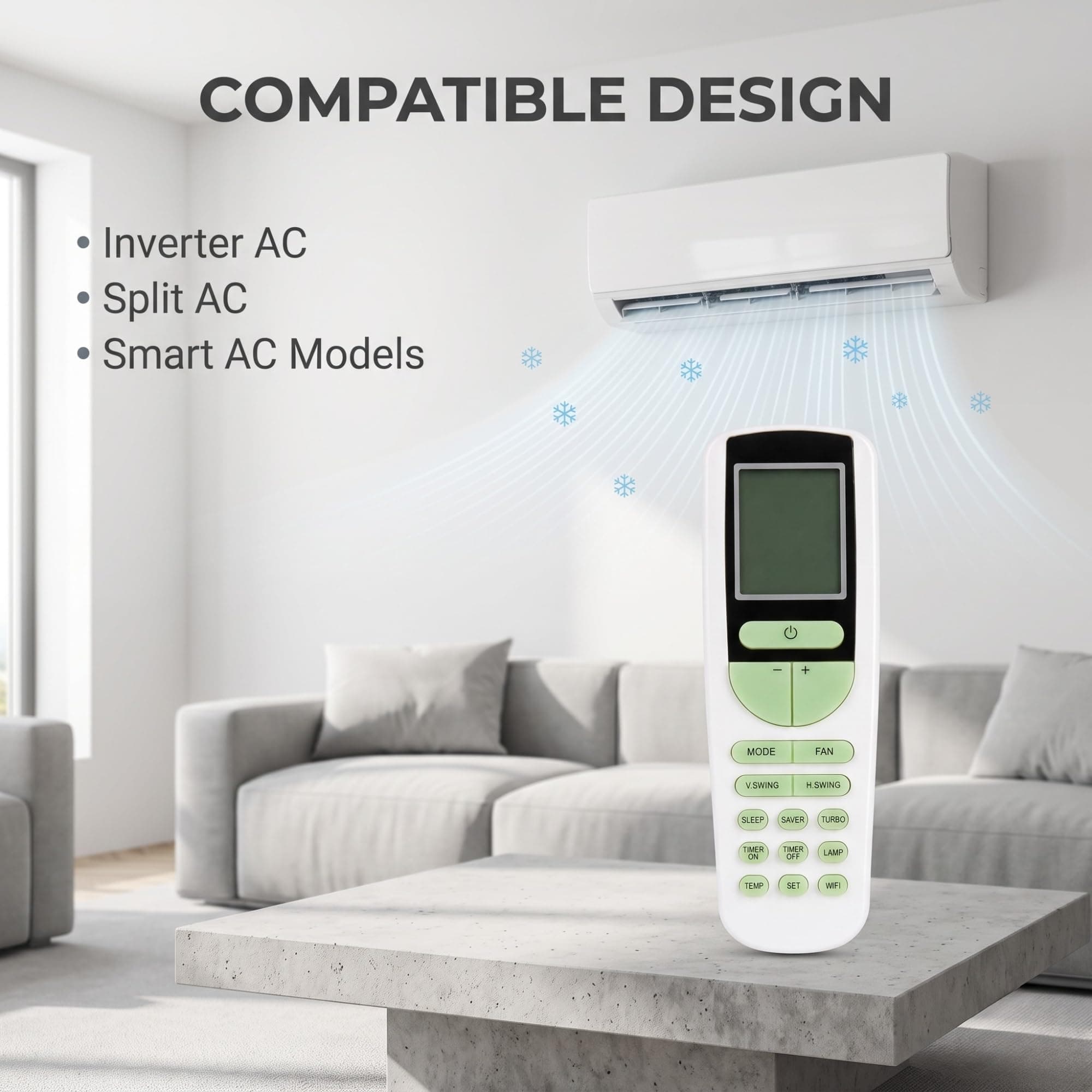 BookMyRemote Replacement Voltas AC Remote Control Original 133B Model Compatible with Voltas Inverter Split & Window AC 1.5 Ton 1 Ton 2 Ton | AC-133B 206BL WiFi Smart Remote | No Setup Required angle 9