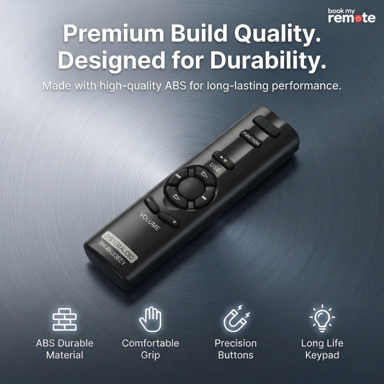 Book My Remote Replacement Remote Control Compatible with Sony Home Theater System SA-D40, SA-D10, SA-D20, SA-D100, SA-WMS10 & SA-WID7 (Replaces Original Remote Model: RM-ANU136 / RM-ANU156) - Black angle 4