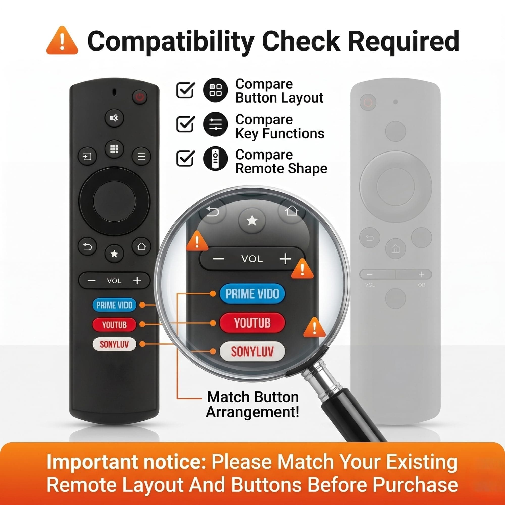 BookMyRemote Replacement TV Remote Control Compatible with Kodak & Thomson Smart LED Android TVs | IR Plug-and-Play Controller with Prime Video, YouTube & SonyLIV Hotkeys (Non-Voice) angle 2